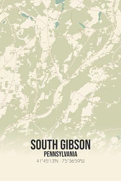 Carte ancienne de South Gibson (Pennsylvanie), USA. sur Rezona