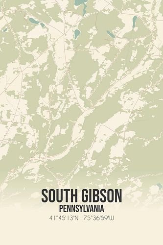 Alte Karte von South Gibson (Pennsylvania), USA.