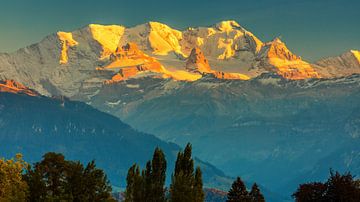 Zonsondergang Alpen, Zwitserland van Henk Meijer Photography
