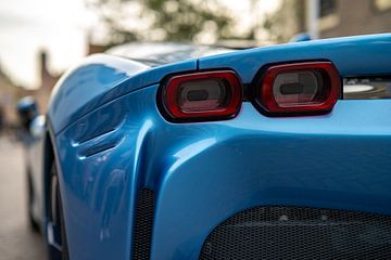 Ferrari SF90 sports car rear lights detail by Sjoerd van der Wal Photography