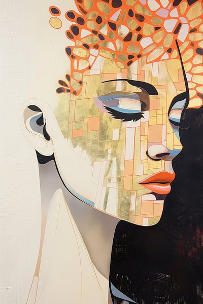 Modern abstract vrouwen portret van Bert Nijholt