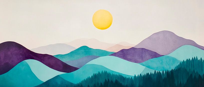 Berglandschaft im sanften Farbenspiel von Poster Art Shop