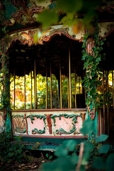 Verfallenes Karussell mit Pflanzen von Poster Art Shop