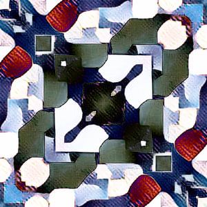 Abstrakt in blau, rot und grau