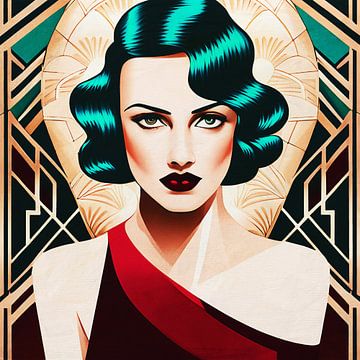 Portret van een vrouw in Art Deco stijl van Jan Keteleer
