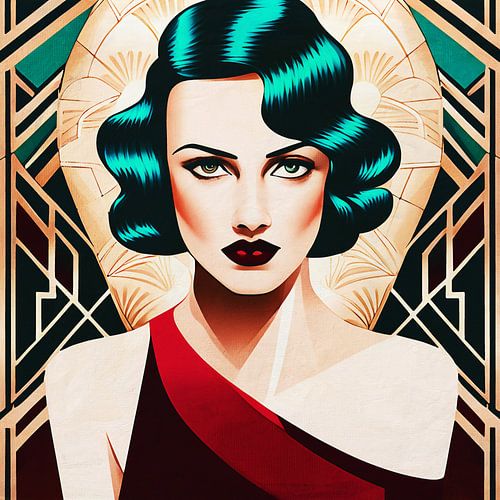 Portrait of a woman in Art Deco style