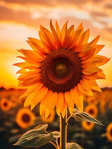 Sonnenblume im goldenen Abendlicht