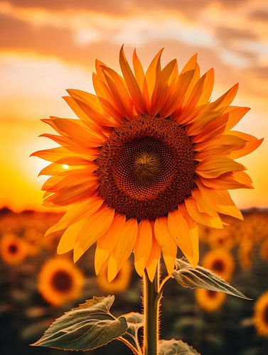 Sonnenblume im goldenen Abendlicht