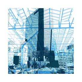 Bleu Rotterdam 2. - impression d'art numérique sur Hilly van Eerten
