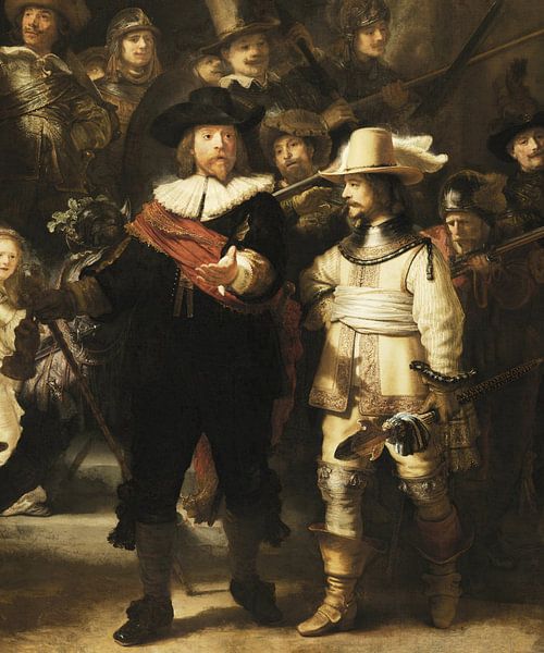 De Nachtwacht, Rembrandt van Rijn (uitsnede) von Rembrandt van Rijn