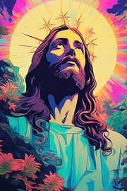 Colorful Illustration of Jesus by John Dan
