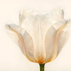 A delicate floral painting in cream by Kristin M