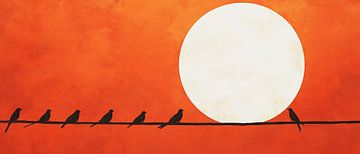 Birds in the sunset silhouette glow by Poster Art Shop