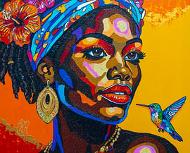 Golden Soul | Colourful Caribbean Woman by Renata Rolefes Art