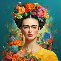 Portret vrouw met bloemenkroon – expressieve fine art met lef