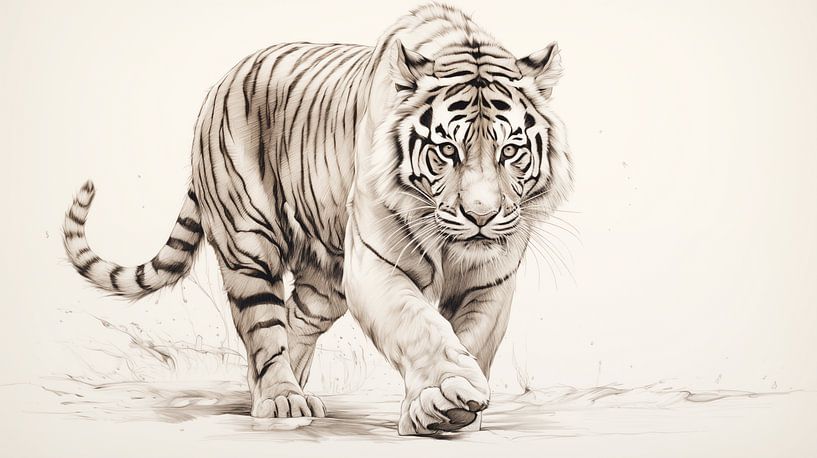 Bleistiftzeichnung eines Tigers von Animaflora PicsStock
