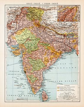 Vintage kaart India (Brits Indië) van Studio Wunderkammer