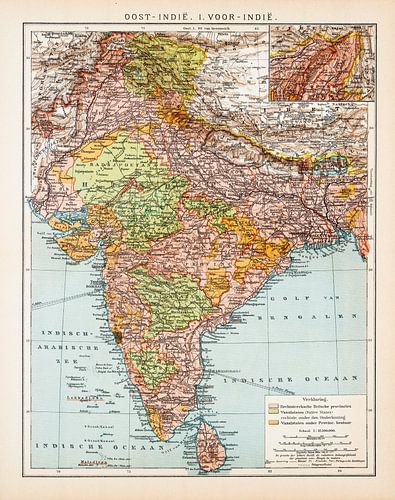 Vintage kaart India (Brits Indië)