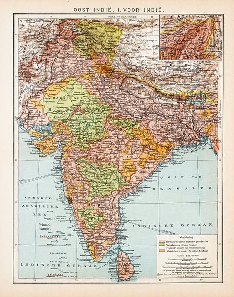 Vintage map India (British India) by Studio Wunderkammer