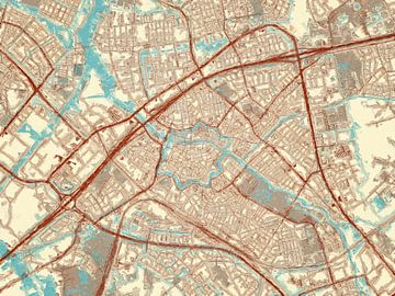 Kaart van Zwolle in de stijl Blauw & Crème van Map Art Studio