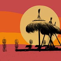 Beach Noordwijk in retro poster style