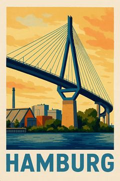 Connection in the light - Köhlbrandbrücke Hamburg by Sabine Wagner