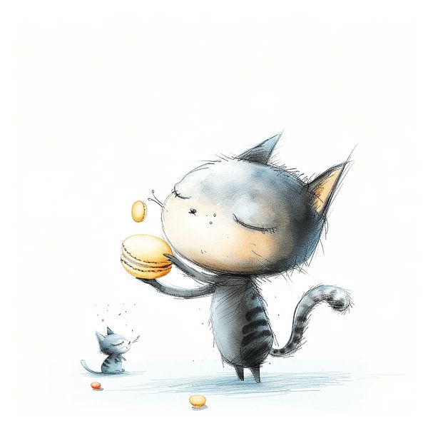 Cat enjoys a hamburger | Illustration by Karina Brouwer