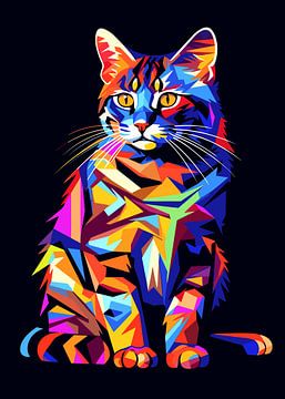 Chat Animal WPAP Pop Art sur Qreative