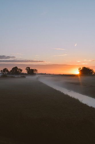 Sunrise October ice landscape