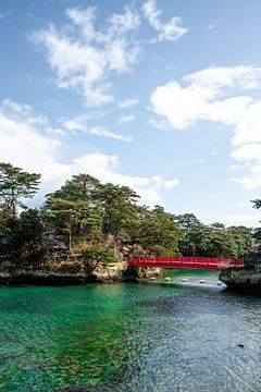 Red bridge in Matsushima Bay by Mickéle Godderis