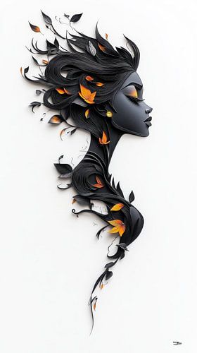 Vrouwenportretten in Papier, Goud en Multicolor