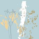 Botanische Pflanzen 15 . Schlanke Zweige in Pastellfarben mit goldenen abstrakten Pinselstrichen von Dina Dankers Miniaturansicht