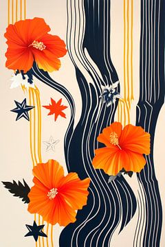 Bunte Hibiskusblüten auf elegantem Hintergrund von Poster Art Shop