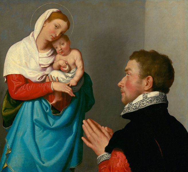 A Gentleman in Adoration before the Madonna, Giovanni Battista Moroni by Masterful Masters