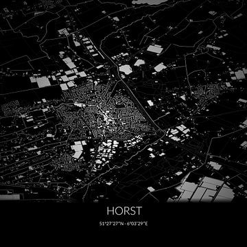 Zwart-witte landkaart van Horst, Limburg. van Rezona