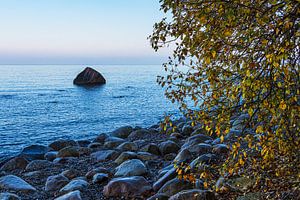 Der Findling Schwanenstein an der Ostseeküste bei Lohme auf der