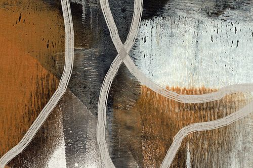 Japandi. Wabi-Sabi schilderij in bruin en zwart