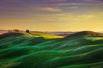 Zonsondergang in Crete Senesi, Toscane van Stefano Orazzini