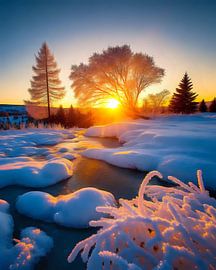 Path into the rosy evening light by Jean Pierre
