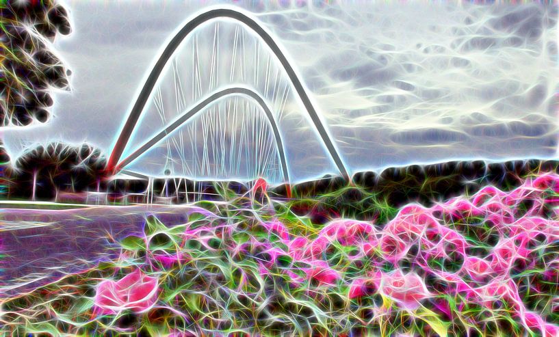 Pont en arc de néon par Edgar Schermaul