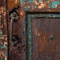 Old factory doors in color.