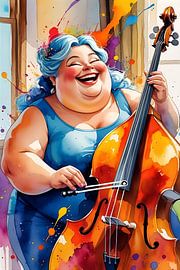 Sociable lady plays the double bass by De gezellige Dames