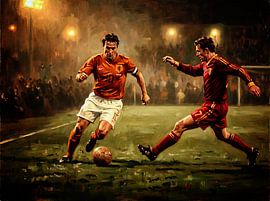 Fußballkunst: Niederlande gegen Belgien