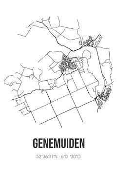 Genemuiden (Overijssel) | Landkaart | Zwart-wit van Rezona