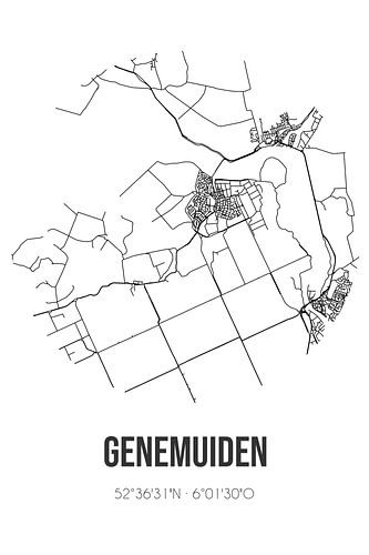 Genemuiden (Overijssel) | Landkaart | Zwart-wit