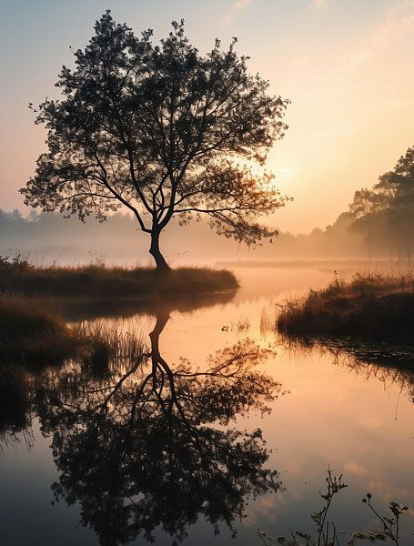 Morgennebel von fernlichtsicht