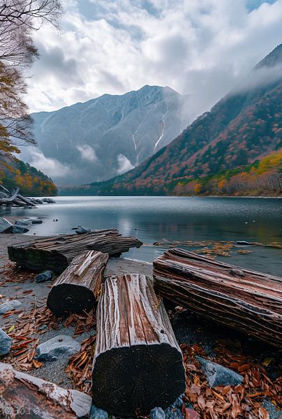 Winter aan het bergmeer van fernlichtsicht