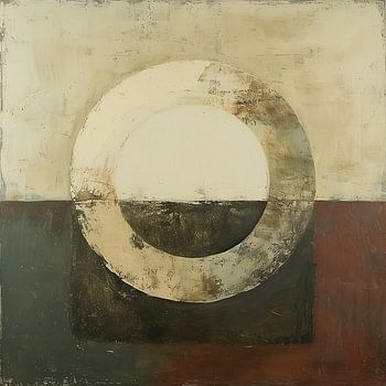 Abstracte cirkel in bruin, beige en groen