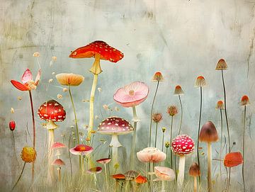 Bloemen en paddenstoel indrukken van Heike Hultsch