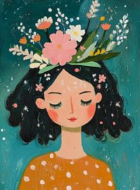 Woman with flower crown by Liv ter Riet